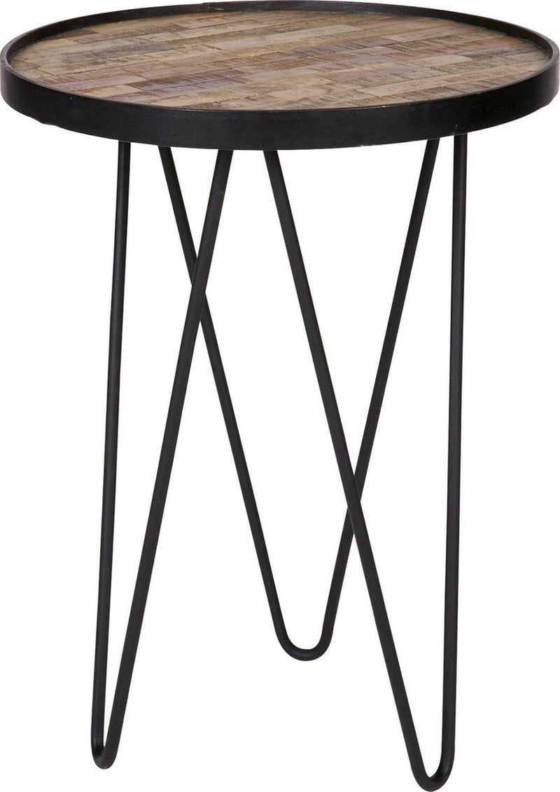 Woood lev bijzettafel - hout metaal - zwart - 52x39x39