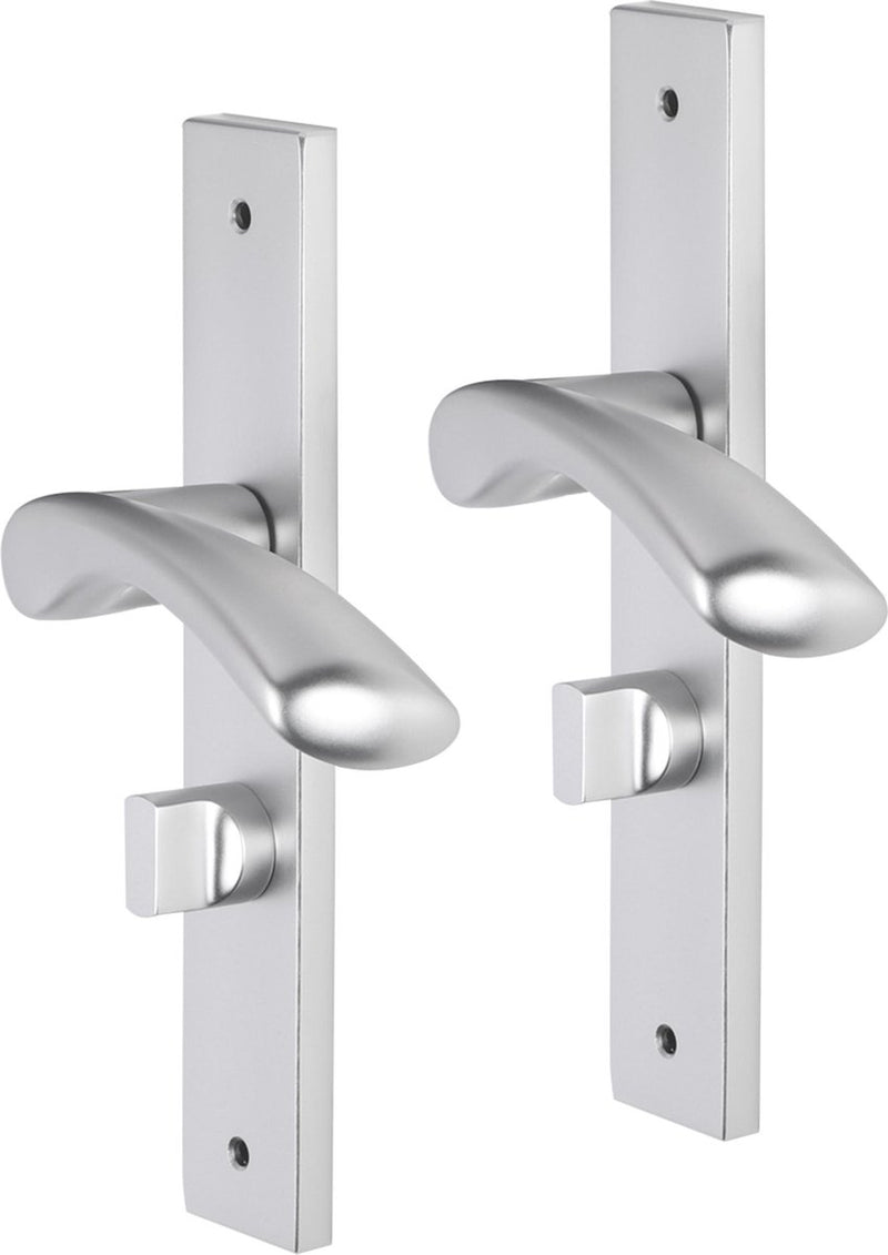 Impresso deurkruk - oxford - voor binnen - vierkant deurschild met schroeven en toiletsluiting - aluminium - 2 stuks