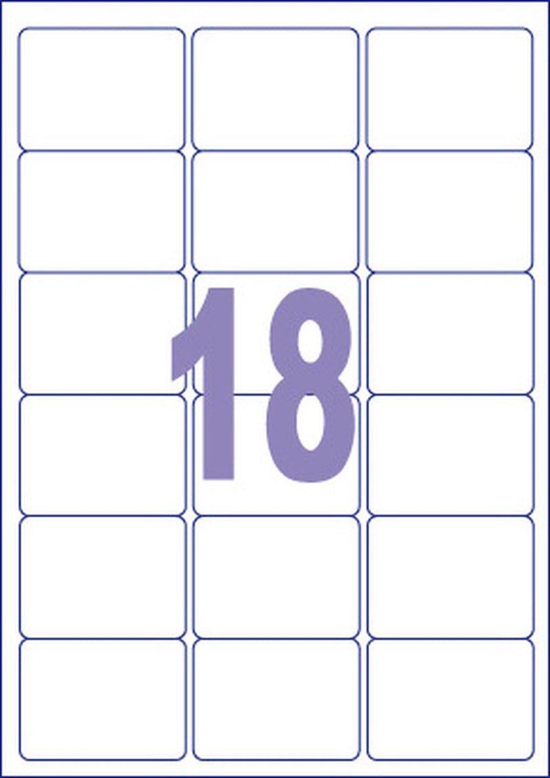 Kangaro etiket - universele etiketten - inkjet laser kopieer - 63,5x46,6mm - 100 vel - 18 stickers per vel - k-6346