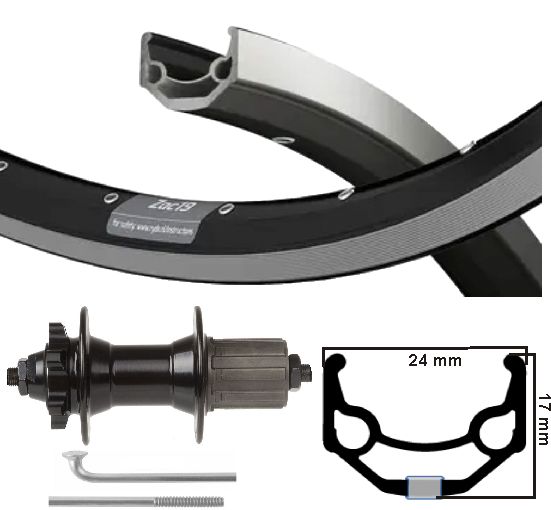 Kgs achterwiel 28 inch (622) zac19 zw zilv. disk 8-10 sp 6 bout uitval