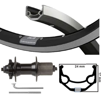 Kgs achterwiel 28 inch (622) zac19 zw zilv. disk 8-10 sp 6 bout uitval