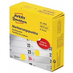 Avery zweckform markeringspunten avery geel 250 stuks 19 mm
