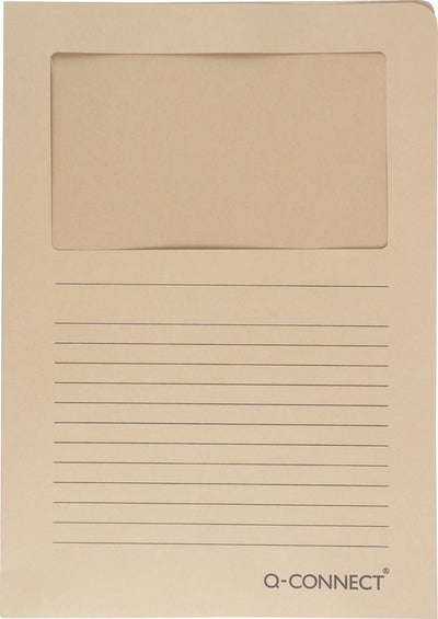 Q-connect l-map met venster | 120 g m² | a4 | pak van 100 stuks | kraft