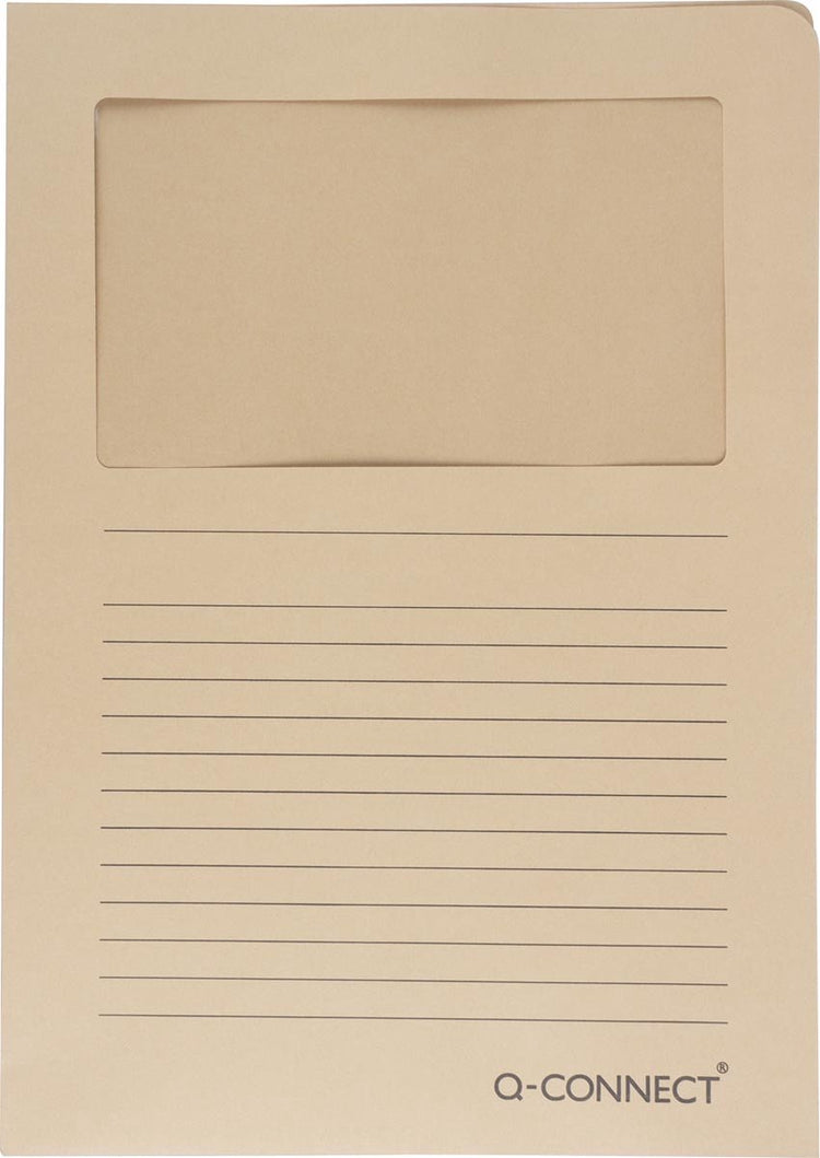 Q-connect l-map met venster | 120 g m² | a4 | pak van 100 stuks | kraft