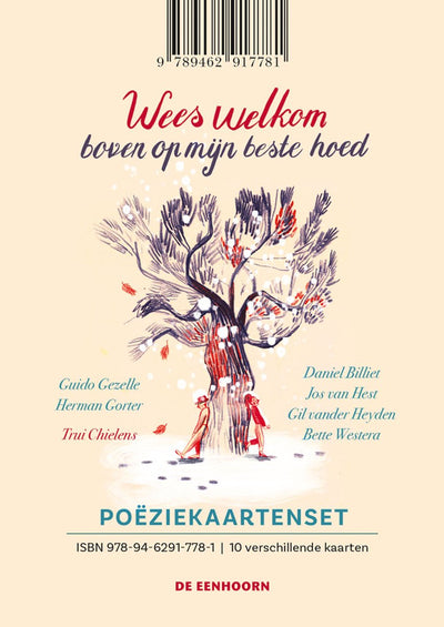 Uitgeverij de eenhoorn poëziekaartenset 'wees welkom boven op mijn beste hoed'