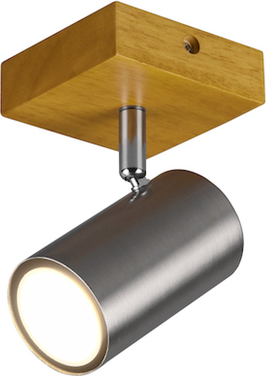 Trio marley - spot - nikkel mat - excl. 1x gu10 4,5w - houten element