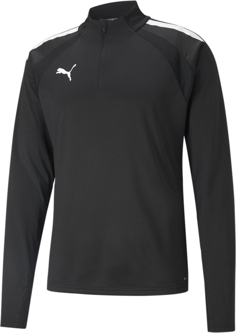 Puma teamliga 1 4 zip top heren sportshirt - black- white