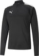 Puma teamliga 1 4 zip top jr unisex sportshirt - black- white