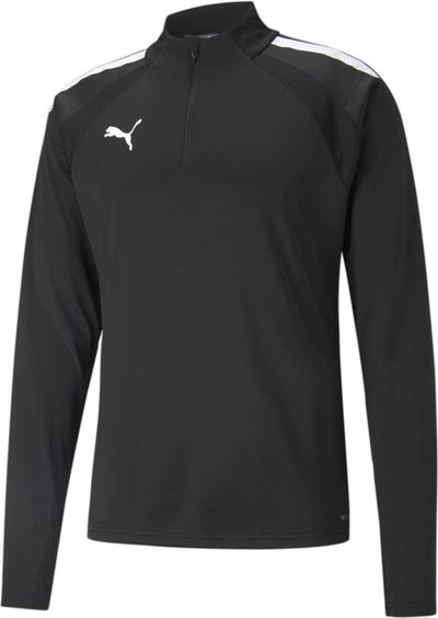 Puma teamliga 1 4 zip top jr unisex sportshirt - black- white