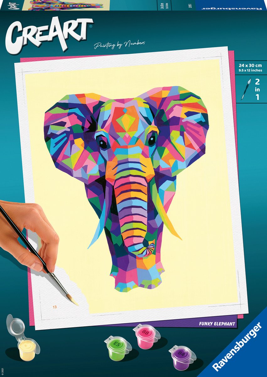 Ravensburger schilderen op nummer voor volwassenen - creart elephant - 12+ jaar