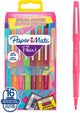 Paper mate flair-viltstiften | medium punt (0,7 mm) | diverse retrokleuren | 16 stuks