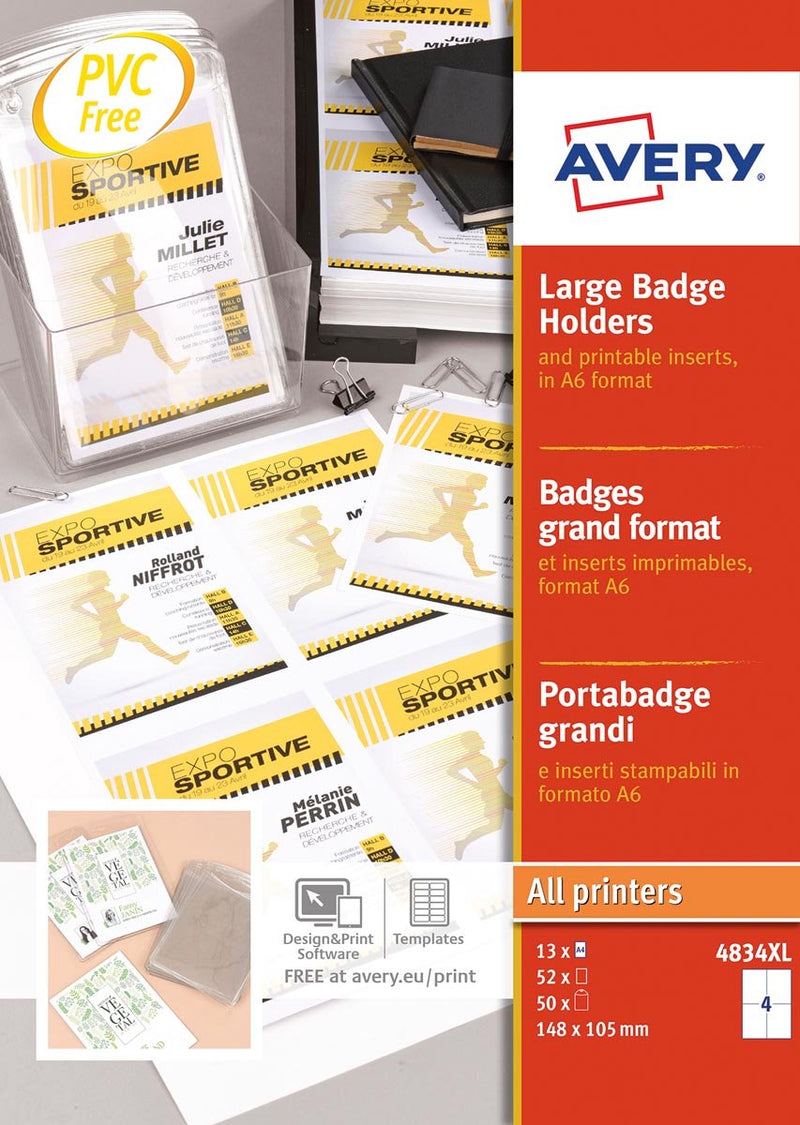 Avery badgehouder a6 incl. insteekkaarten 50st av-4834xl