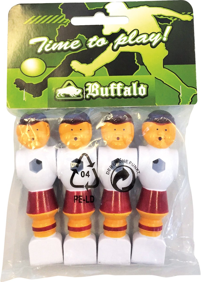 Buffalo tafelvoetbal pop 16 mm rood wit 4 stuks
