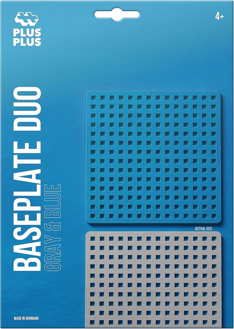 Plus-plus basic bouwplaat blauw grijs 2 delige bouwset - 3840 - bouwspeelgoed - constructiespeelgoed - set met bouwstenen - vanaf 5 jaar