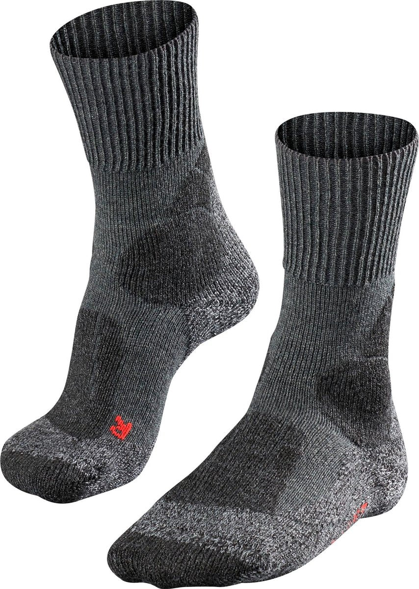 Falke tk1 anti-blaar dik wol functioneel materiaal wandelsokken heren grijs - maat 42-43