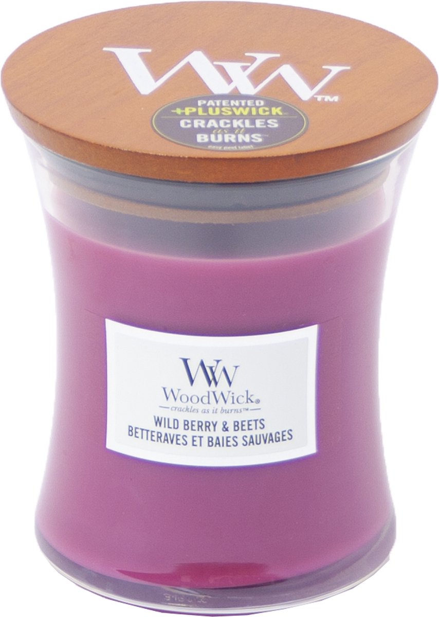 Woodwick hourglass medium geurkaars - wild berry beets - 60 branduren
