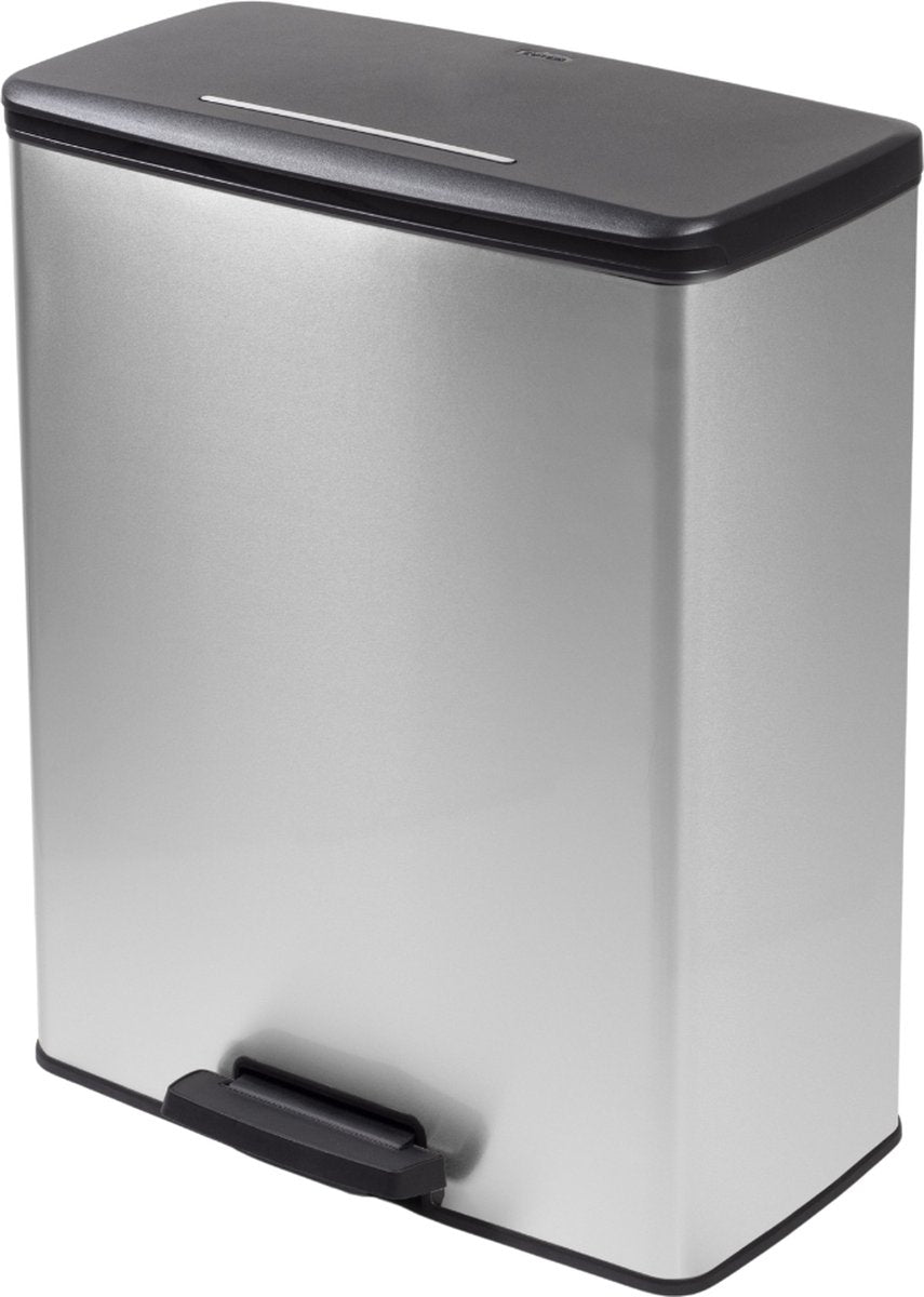 Curver decobin prullenbak - 65l - rechthoekig - zilver metallic