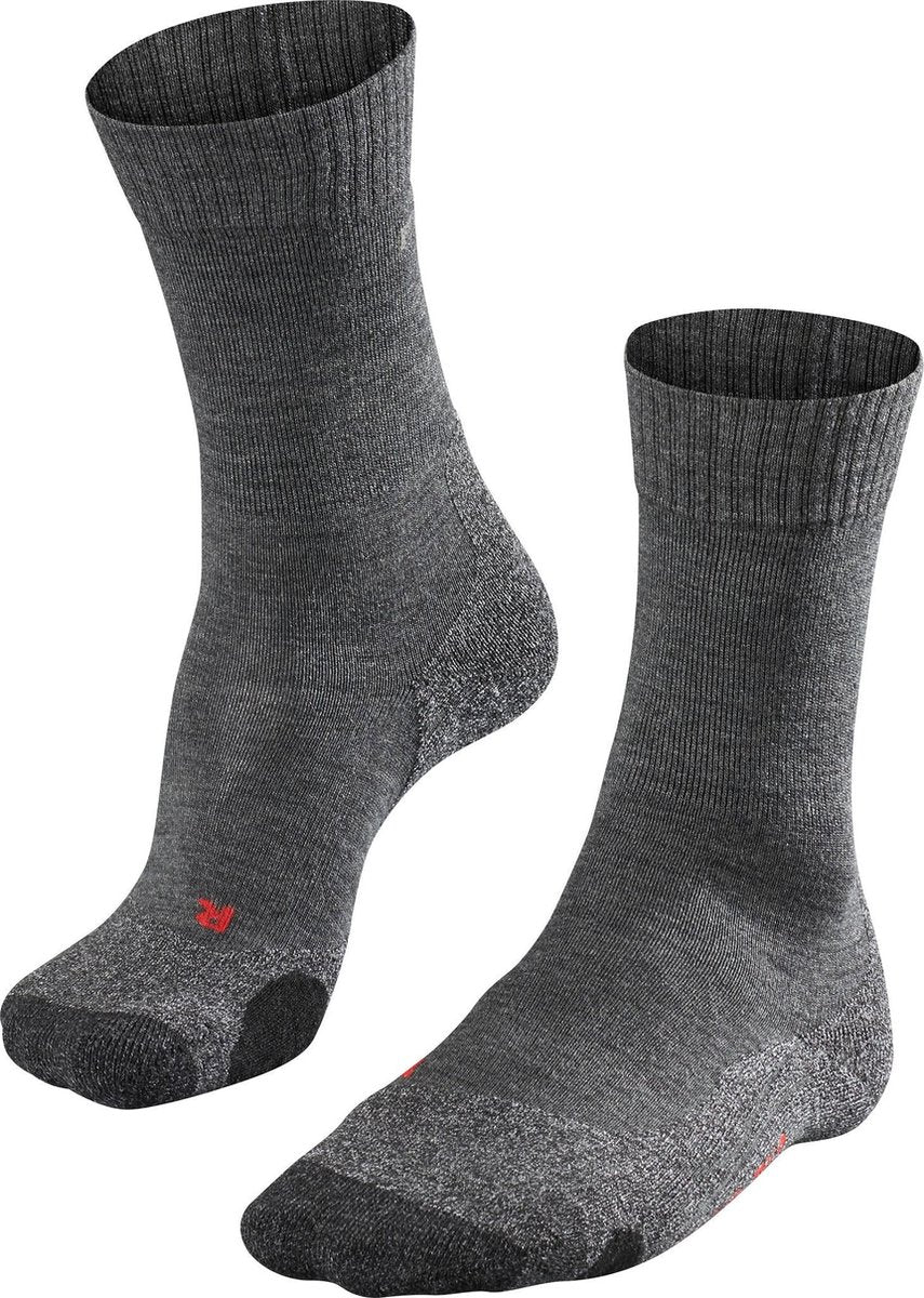 Falke tk2 anti-blaar dik wol functioneel materiaal wandelsokken dames grijs - maat 41-42