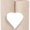 Playwood houten waxinelichthouder hart decoratie set van 2 naturel.