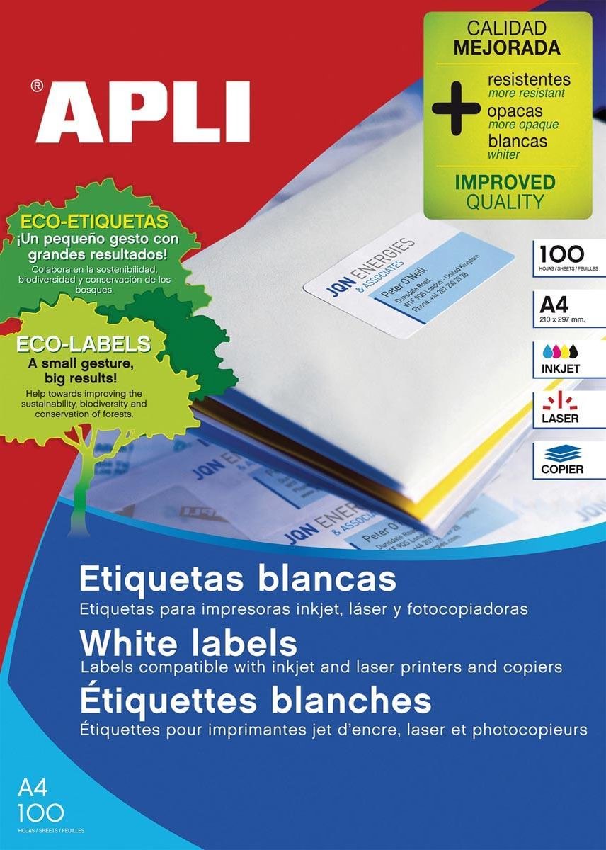 Apli klevende etiketten 1276 70 x 42,4 mm 100 lakens wit