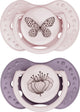 Difrax lovi fopspeen dynamisch - classy - 18+ maanden - roze paars - 2 stuks