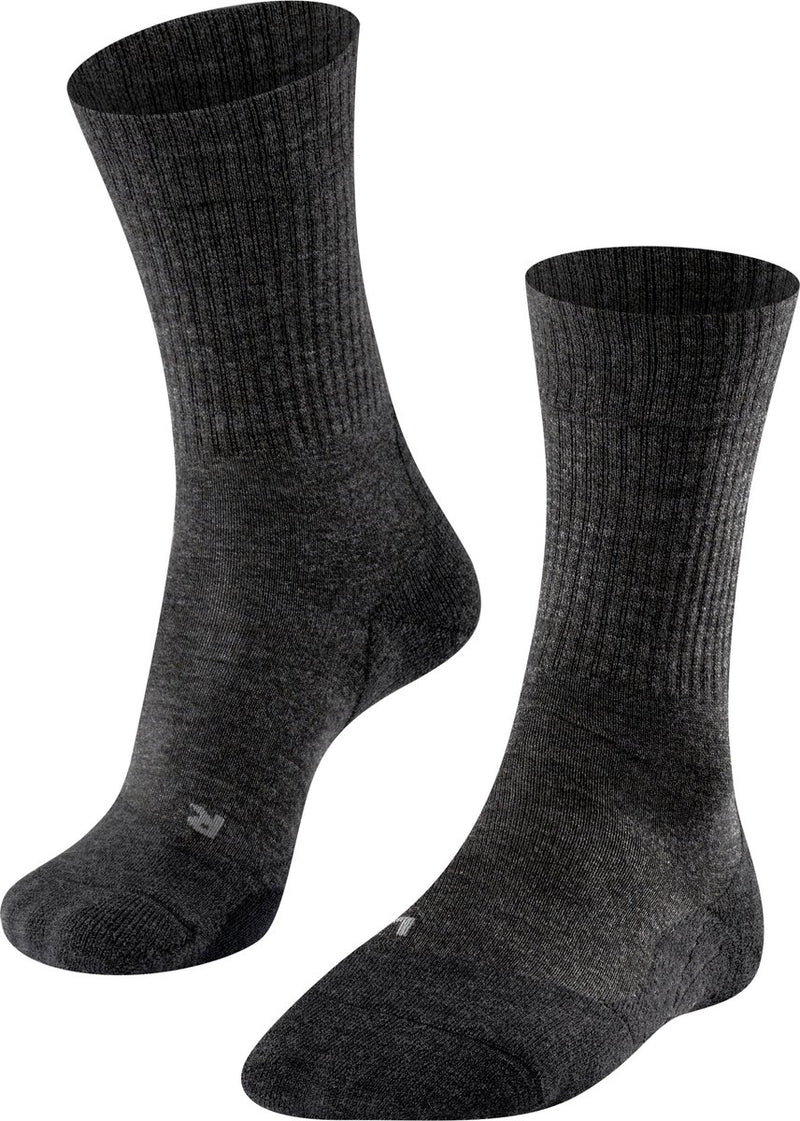 Falke tk2 wool anti-blaar dik wol functioneel materiaal wandelsokken dames grijs - maat 41-42