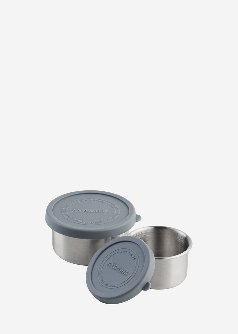 Aya ida aya ida - set snack containers - lunchbox - pillendoosje - set voedselcontainer - granola container - 100ml + 200ml - dark grey