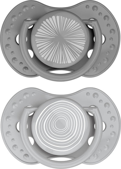 Difrax lovi fopspeen dynamisch - classy - 6 tot 18 maanden - grijs - 2 stuks