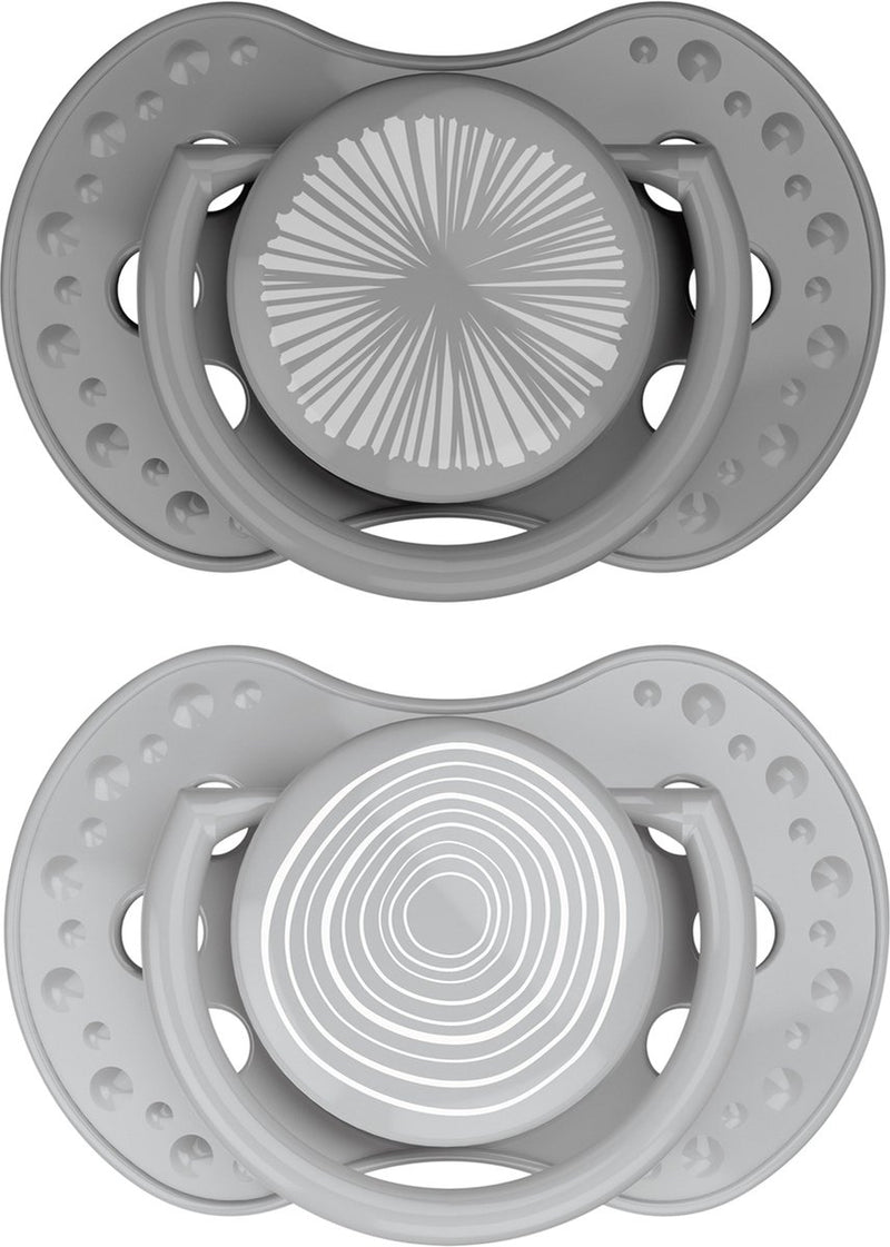 Difrax lovi fopspeen dynamisch - classy - 6 tot 18 maanden - grijs - 2 stuks