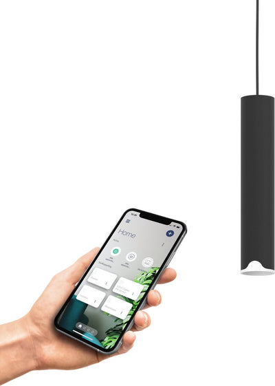 Eglo connect.z balamorta-z smart hanglamp - led - ø 5,5 cm - zwart wit - instelbaar rgb wit licht - dimbaar - zigbee