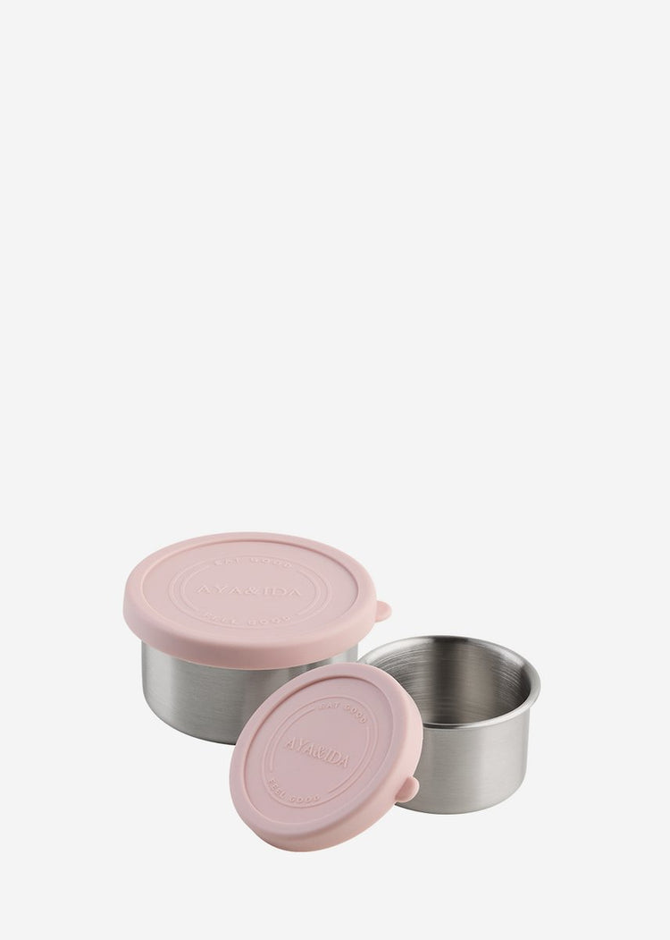 Aya ida aya ida - set snack containers - lunchbox - pillendoosje - set voedselcontainer - granola container - 100ml + 200ml - soft rose