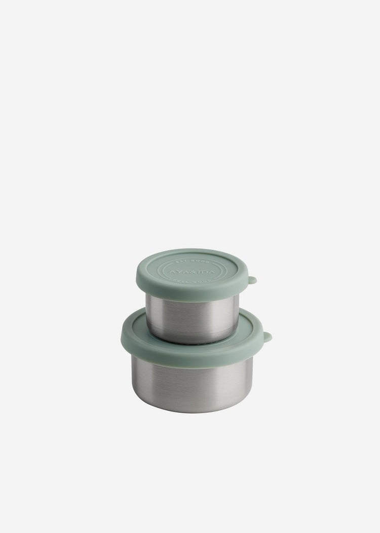 Aya ida aya ida - set snack containers - lunchbox - pillendoosje - set voedselcontainer - granola container - 100ml + 200ml - mint green