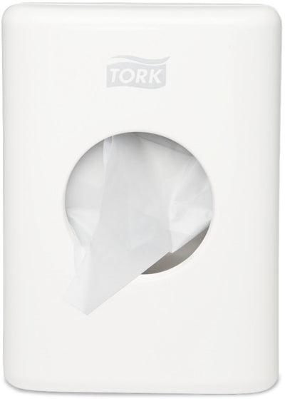 Tork 566000 dispenser damesverbandzakjes wit 36x140x100mm per stuk sanitary towel bag dispenser (566000)
