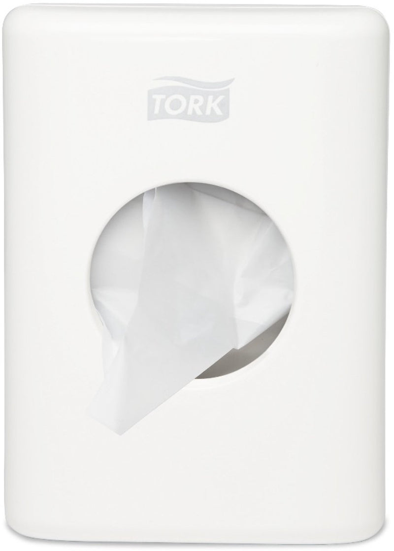 Tork 566000 dispenser damesverbandzakjes wit 36x140x100mm per stuk sanitary towel bag dispenser (566000)