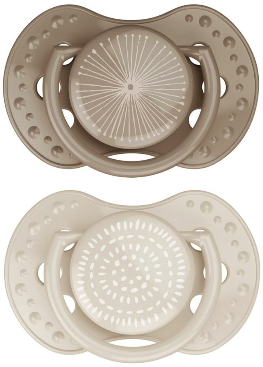 Difrax lovi fopspeen dynamisch - classy - 18+ maanden - beige bruin - 2 stuks