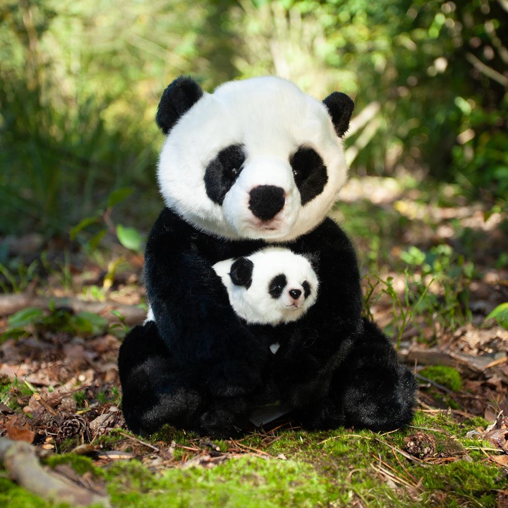 Rappa knuffelpanda met baby - 27 cm