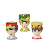 Decoris bloempot vrouw met fruit dolomiet 8,5x8,5x13,5cm 3 assorti - afbeelding 1