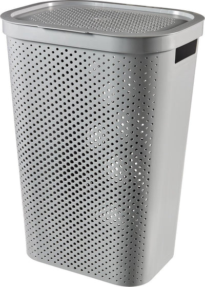Curver infinity dots wasmand met deksel - 60l - grijs