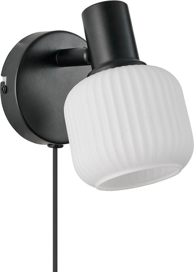 Nordlux milford mini-wandlamp-e14-opaal glas zwart