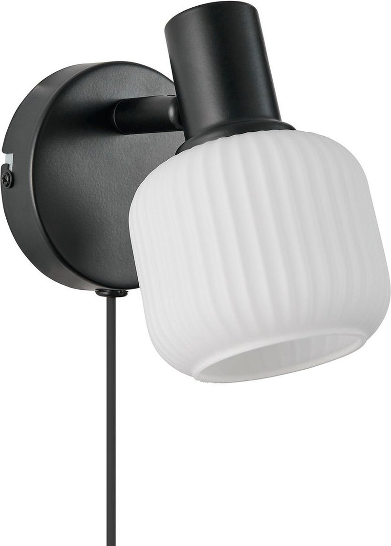 Nordlux milford mini-wandlamp-e14-opaal glas zwart
