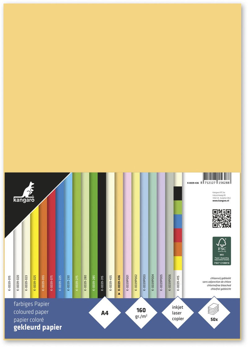 Kangaro papier - a4 - 160 gram fsc - pak 50 vel - donkerchamois - k-0039-436
