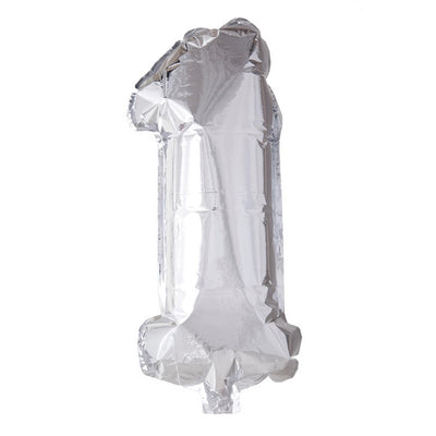 Globos folie ballon nummer '1' zilver 40cm