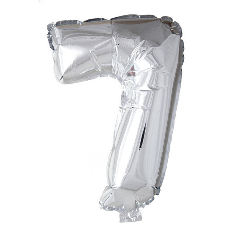 Globos cijfer ballon nummer '7' zilver folie 40cm geschikt voor helium
