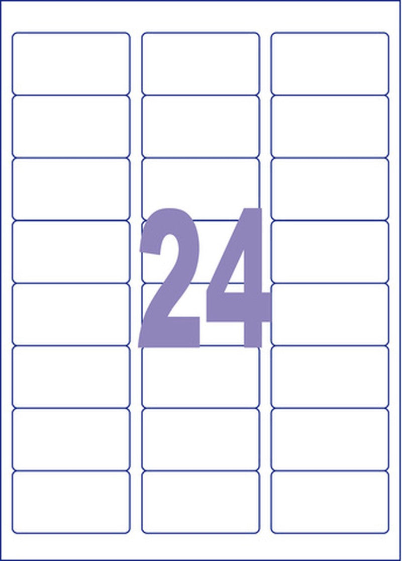 Kangaro etiketten - universeel - zelfklevend - inkjet laser kopieer - 63,5x33,9mm - doos a 25 vel - 24 stickers per vel