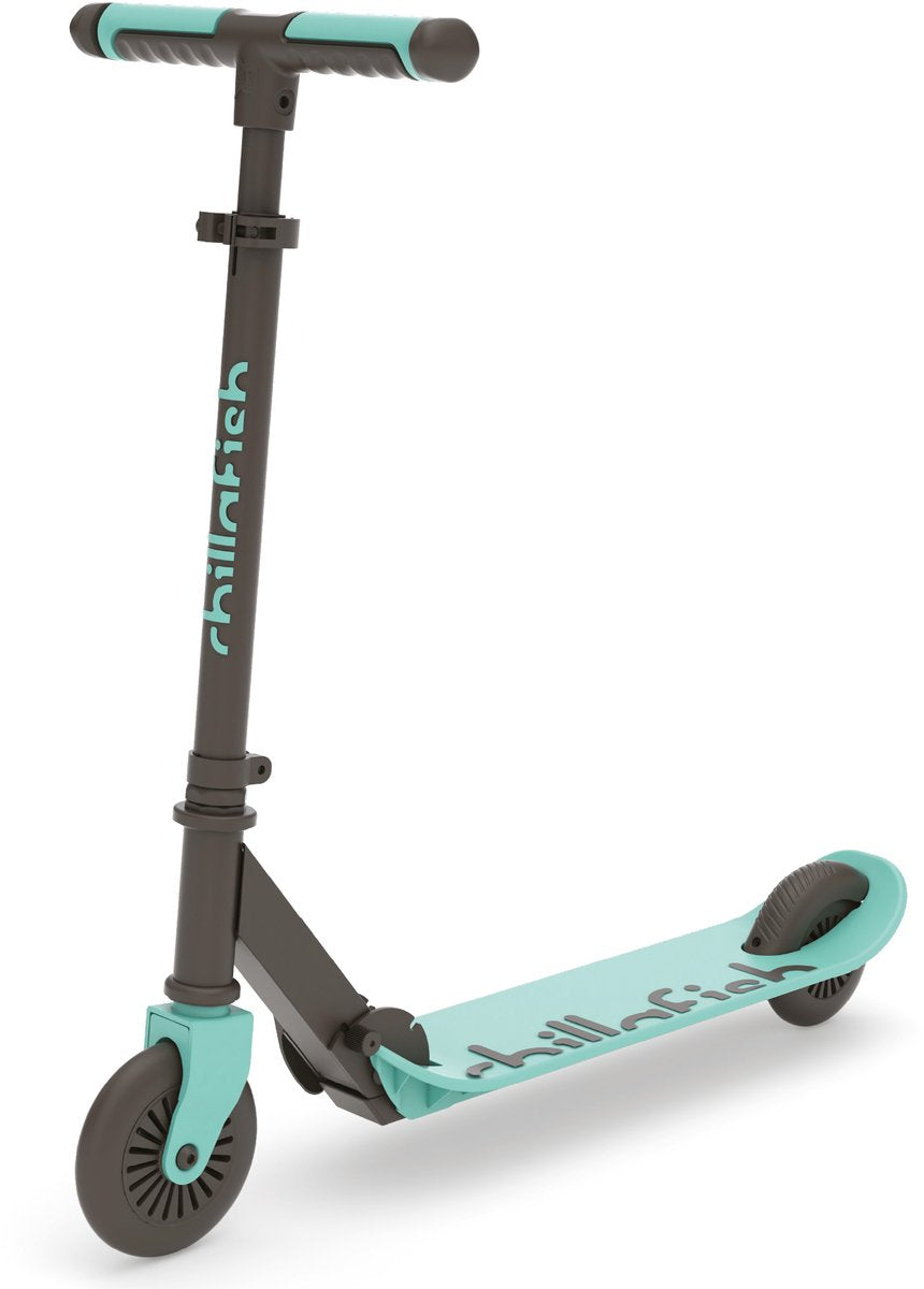 Chillafish kinderstep jongen en meisje vanaf 5 jaar met voetrem - blauw groen - step met verstelbaar stuur - opvouwbaar en lichtgewicht met abec-5 wielen - model flexxi