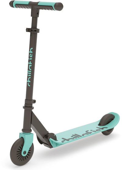 Chillafish kinderstep jongen en meisje vanaf 5 jaar met voetrem - blauw groen - step met verstelbaar stuur - opvouwbaar en lichtgewicht met abec-5 wielen - model flexxi