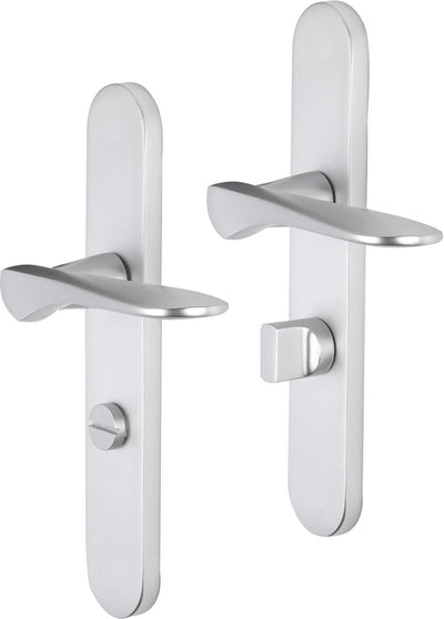 Impresso deurkruk - watford - voor binnen - ovaal deurschild met toiletsluiting - aluminium - 2 stuks