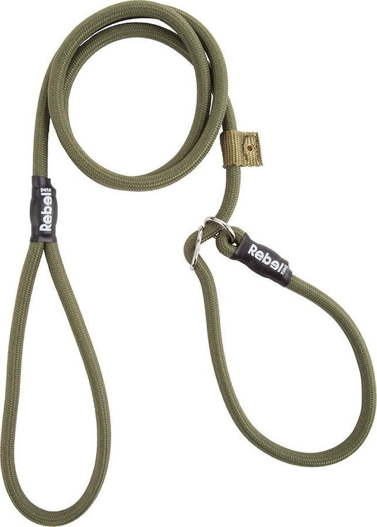 Rebel petz hondenriem - trainingslijn - leger groen - s - 8 mm x 140 cm