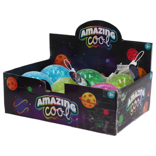 Amazing cool stuiterbal glitter met lampje 10 cm assorti | 6 stuks