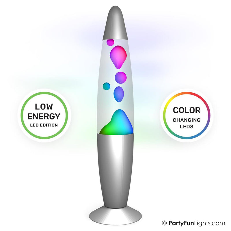 Partyfun lights partyfunlights - lava lamp multi-color led - 34 cm - verandert van kleur - lavalampen sfeerlichting - nachtlampje voor kinderen 6+